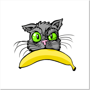 Cat Angry Banana Posters and Art